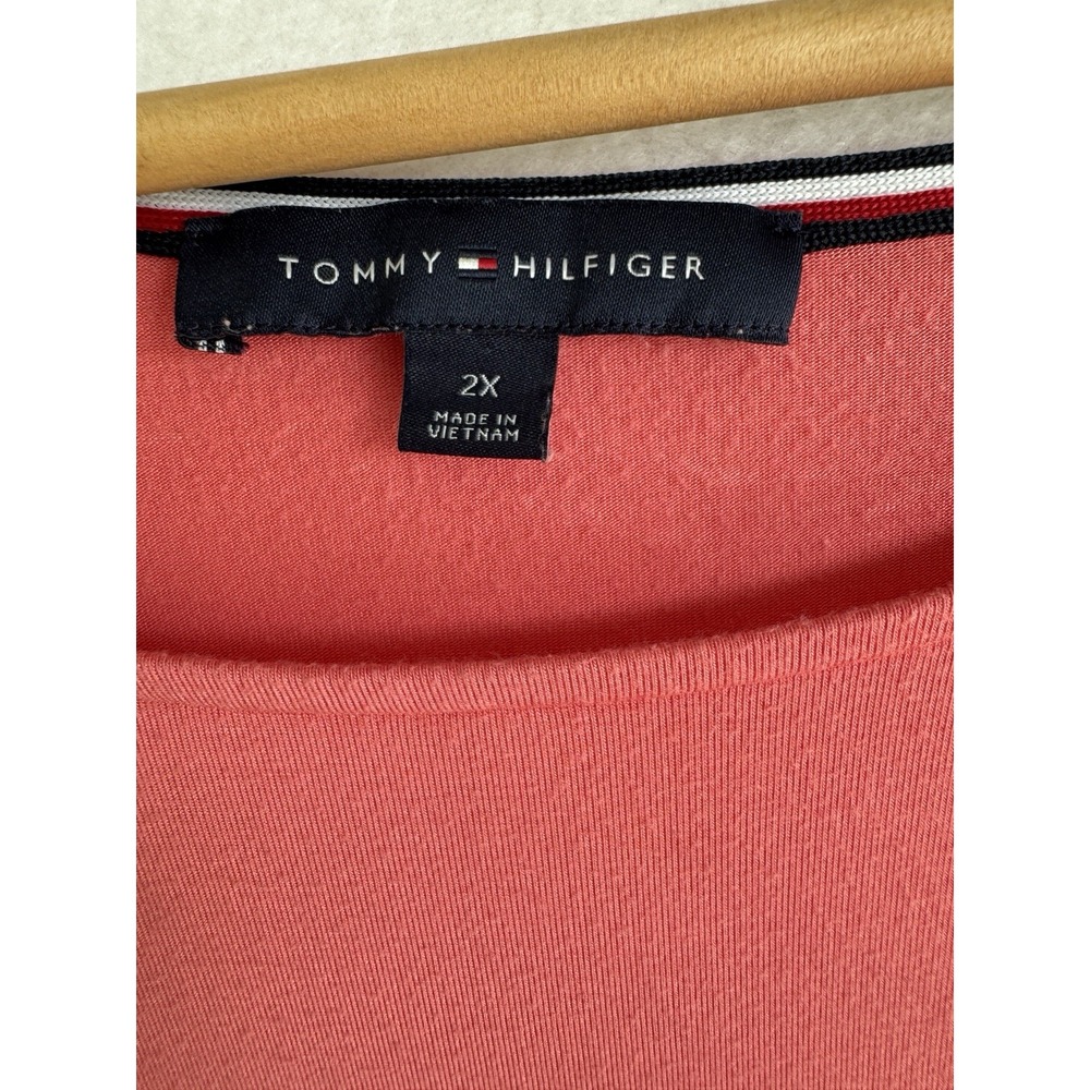 Tommy Hilfiger Flutter Sleeve Top Size 2X Coral Pink Scoop Neck Blouse - Picture 3 of 4